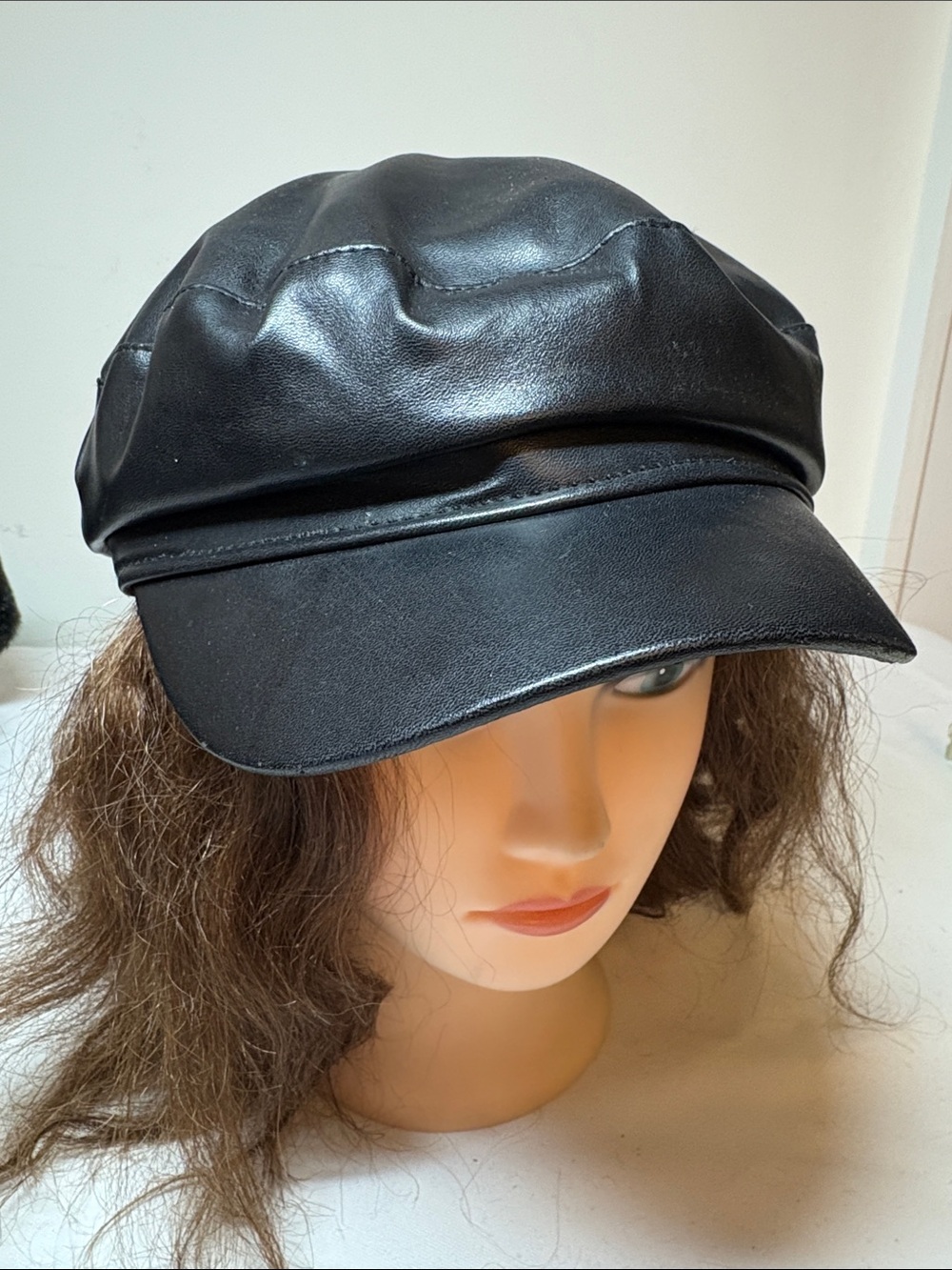 Kendall + Kylie Black PU Billed Hat One Size